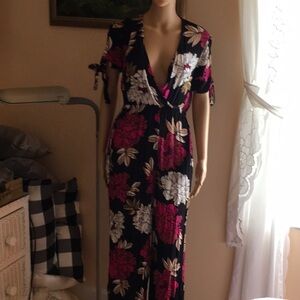 Flower print cotton jumpsuit